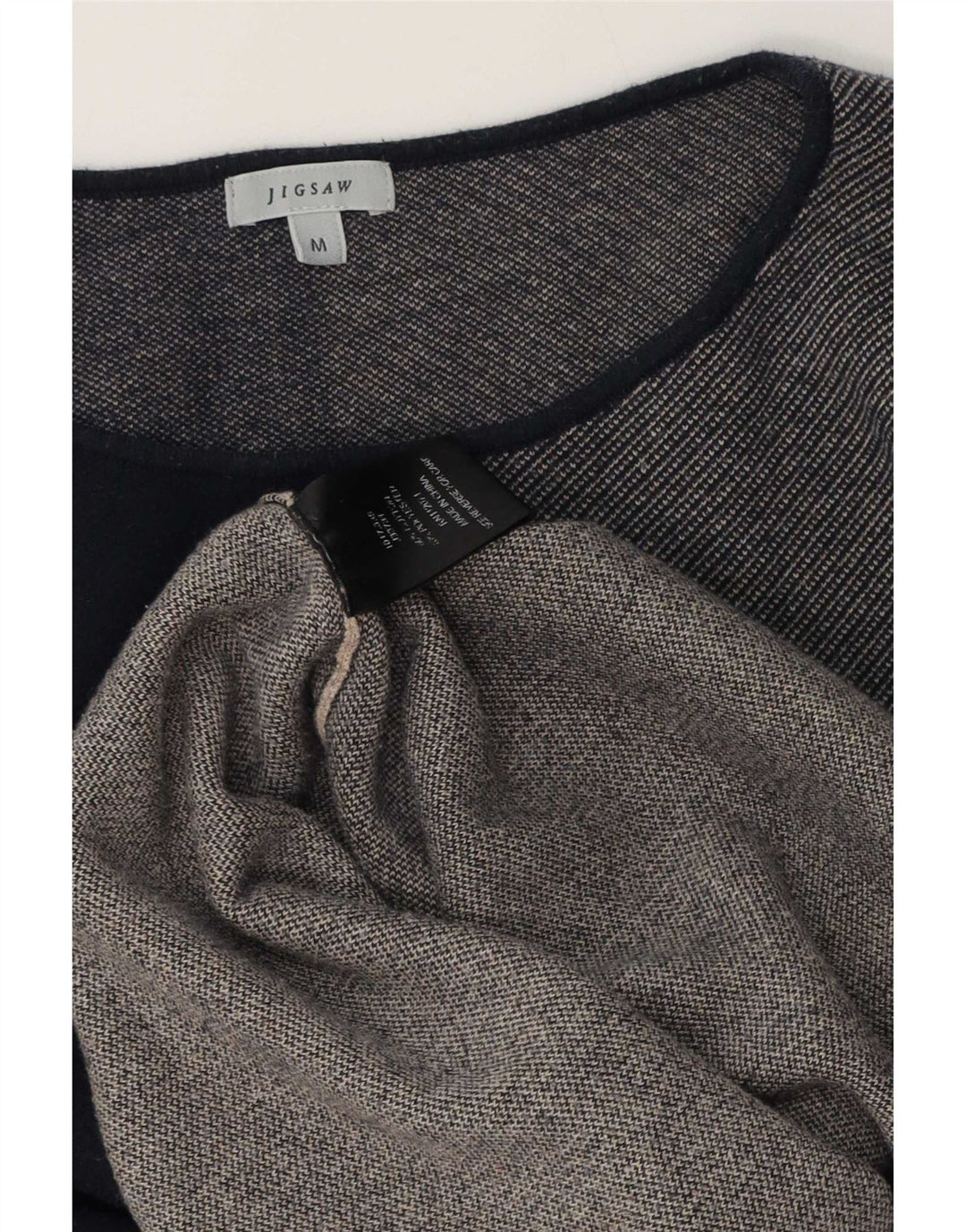 Jigsaw Womens Top 3/4 Sleeve UK 14 Medium Grey Colourblock Polyester