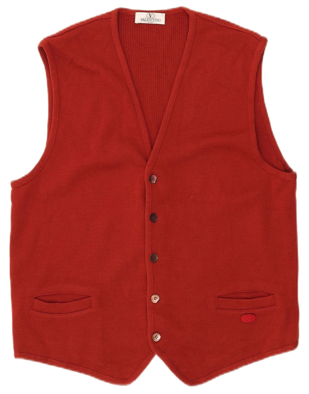 Valentino Mens Waistcoat Medium Red Merino Wool