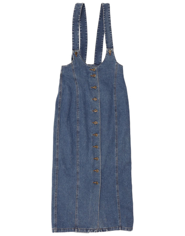 Vintage Womens Denim Dungaree Dress EU 36 Small Blue Cotton