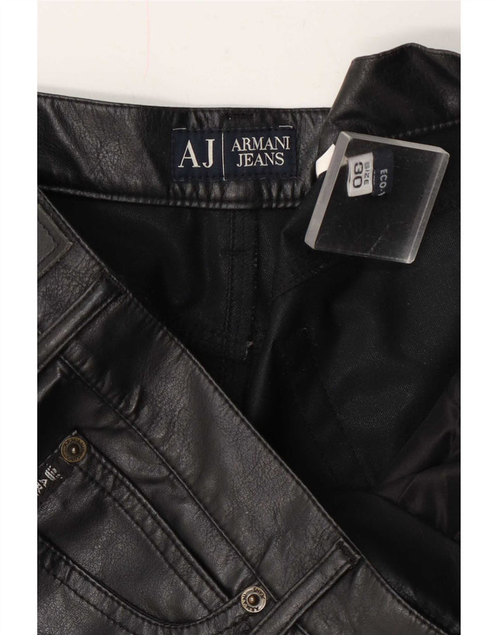 Calça feminina de couro Armani W30 L35 preta
