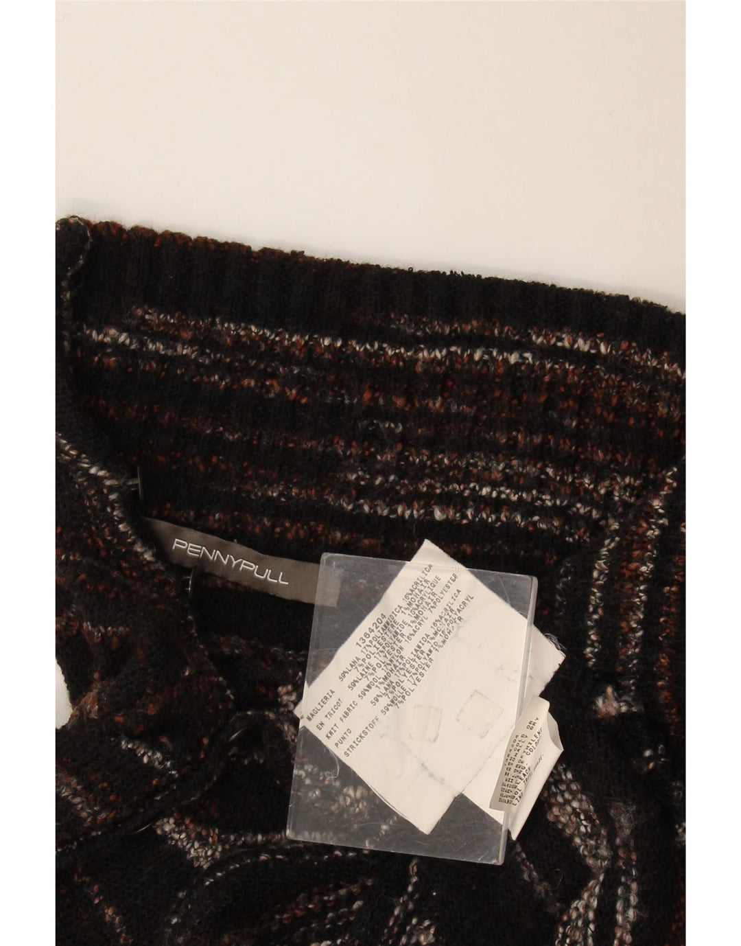 Penny Pull Damen-Pullover mit Schalkragen, Gr. 8, klein, braun gefleckte Wolle