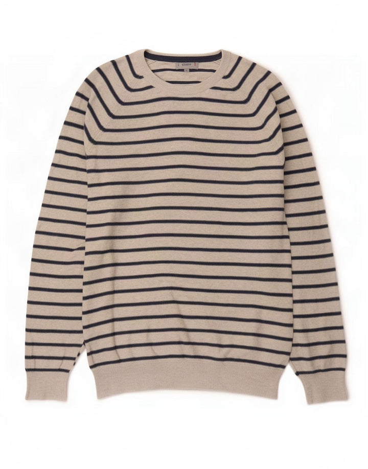Marks & Spencer Herre Boat Neck Jumper Sweater Stor Grå Stribet