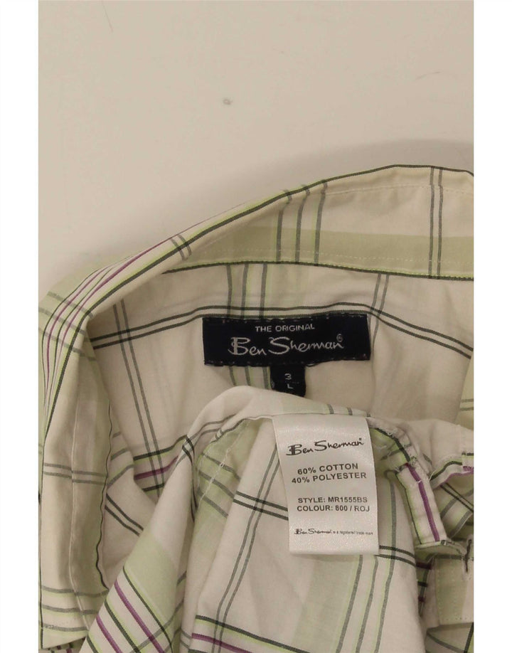 Ben Sherman Chemise à manches courtes pour homme en coton à grands carreaux verts