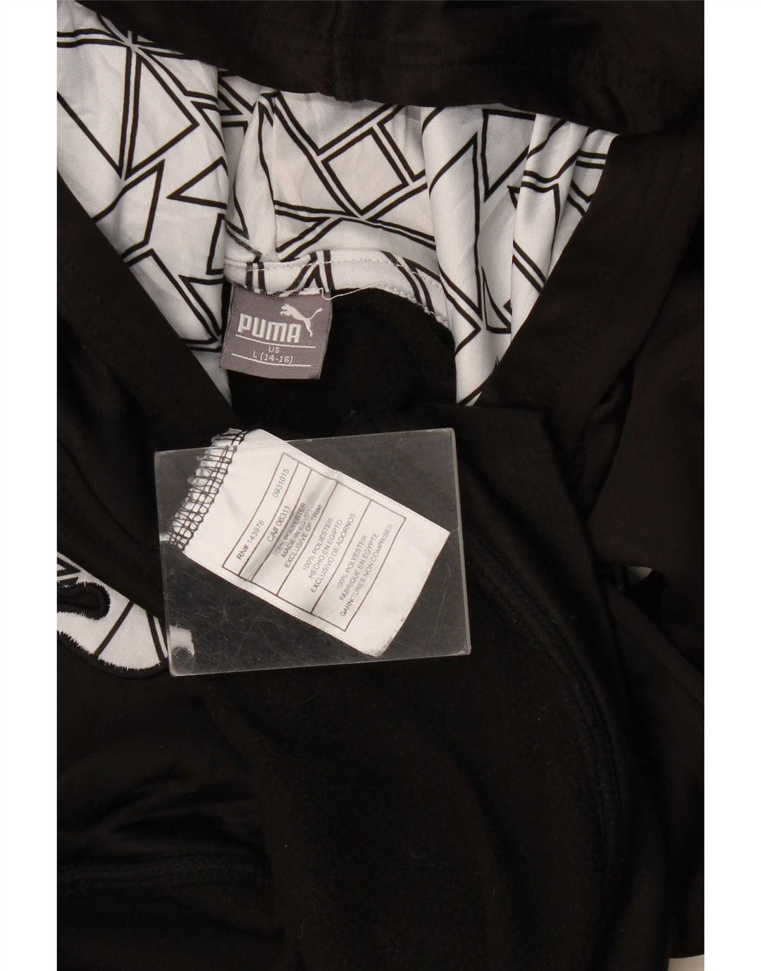 Puma Boys Graphic Hoodie Jumper 12-13 Years Large Black Polyester