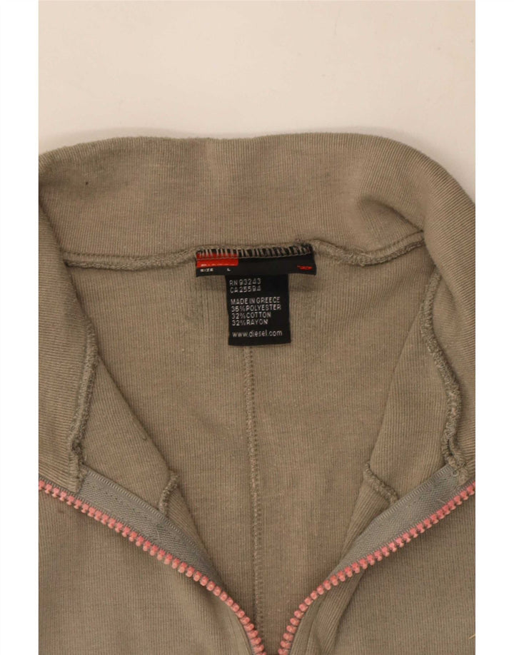 Diesel Womens Graphic Tracksuit Top Jacket UK 14 Large Grey Polyester
