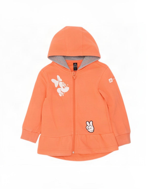 Adidas - Sudadera con capucha para bebé niña, diseño gráfico de Disney, con cremallera, 18-24 meses, color naranja