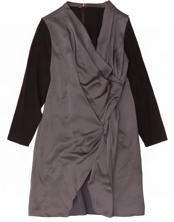 Marks & Spencer Damen A-Linien-Kleid UK 24 4XL Silber Farbblock