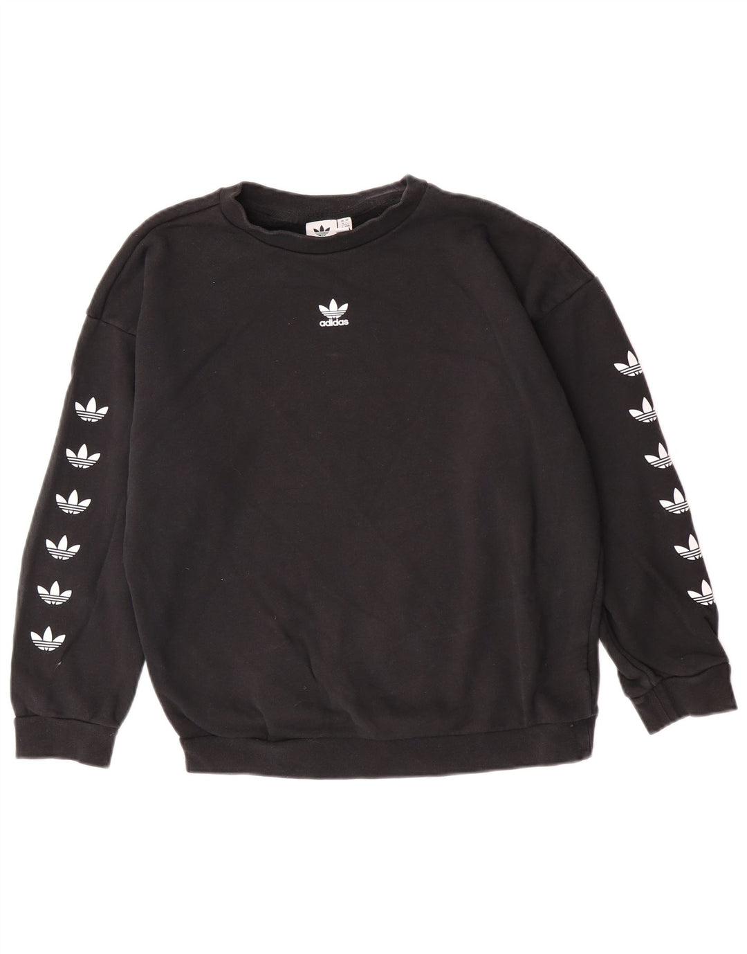 Adidas Womens Graphic Oversized Sweatshirt Jumper UK 12 Medium Black Cotton