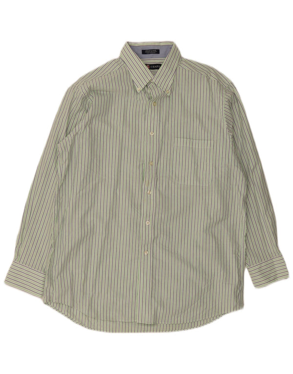 Chaps Chemise Oxford Regular Fit pour homme Taille 16 1/2 Grand coton rayé vert