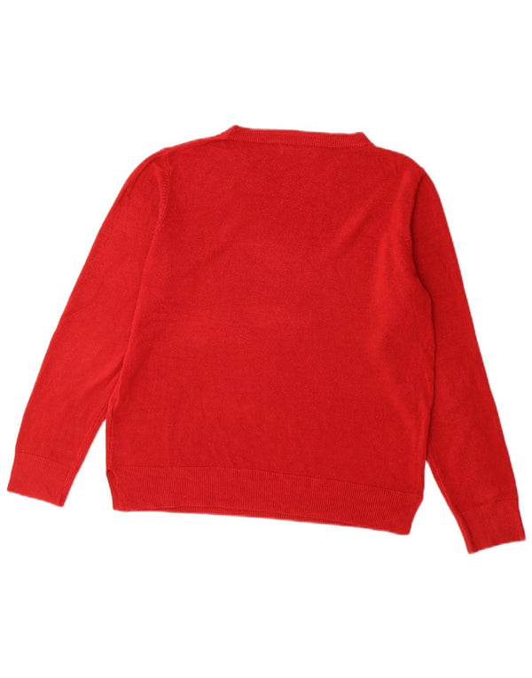Marks & Spencer Dame Boat Neck Jumper Sweater UK 14 Large Red Acryl