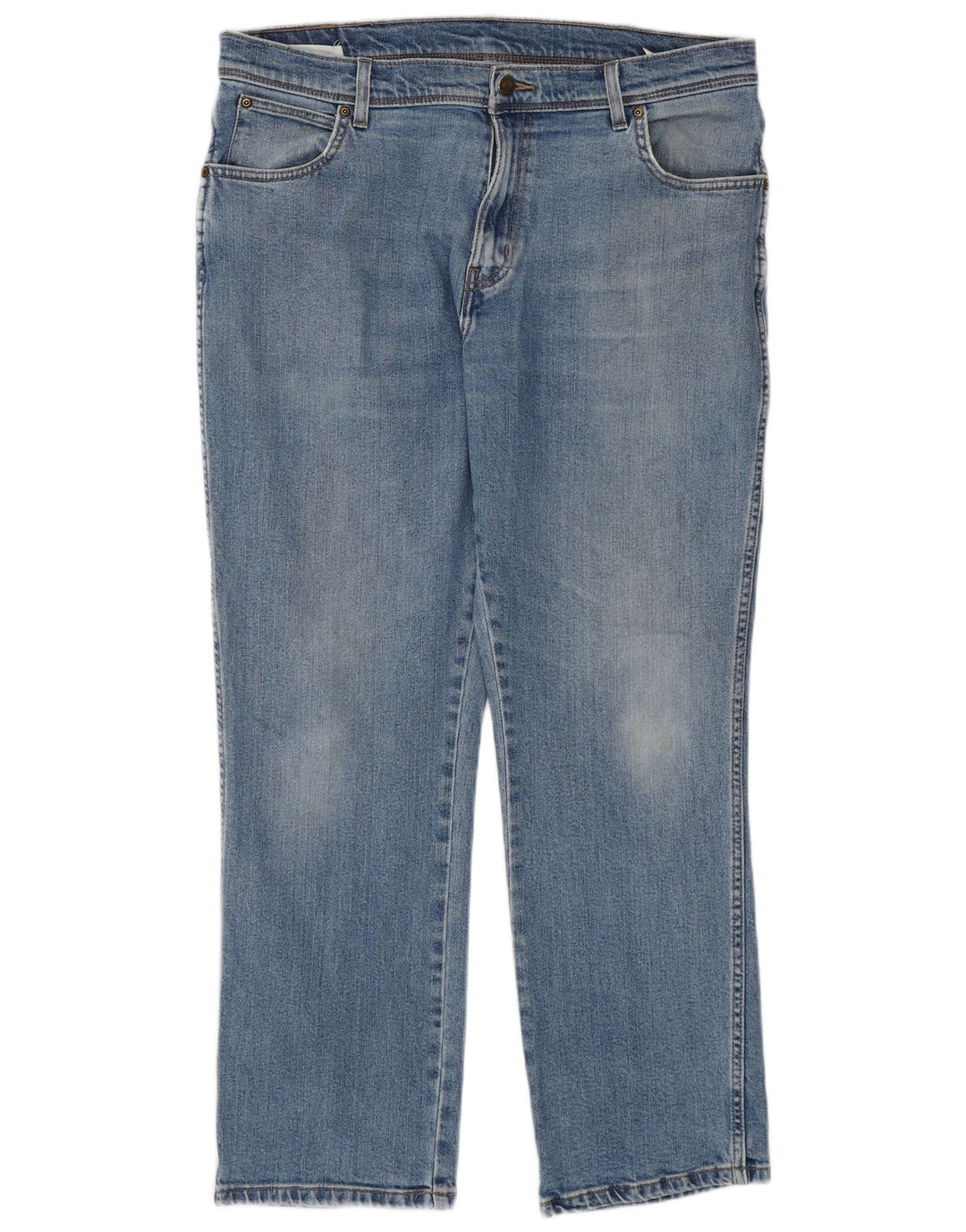 Wrangler Mens Regular Fit Straight Jeans W36 L30 Blue Cotton