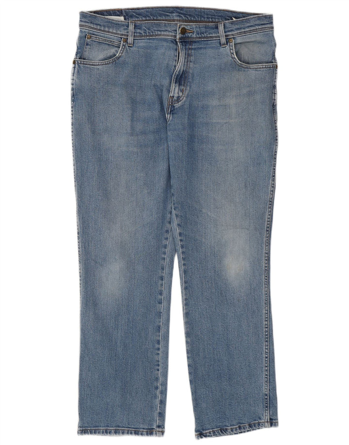 Wrangler Mens Regular Fit Straight Jeans W36 L30 Blue Cotton