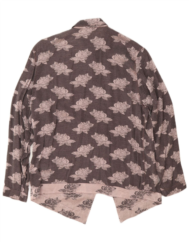 Mario Pucci Cecconi Womens Shirt Blouse IT 44 Medium Grey Floral