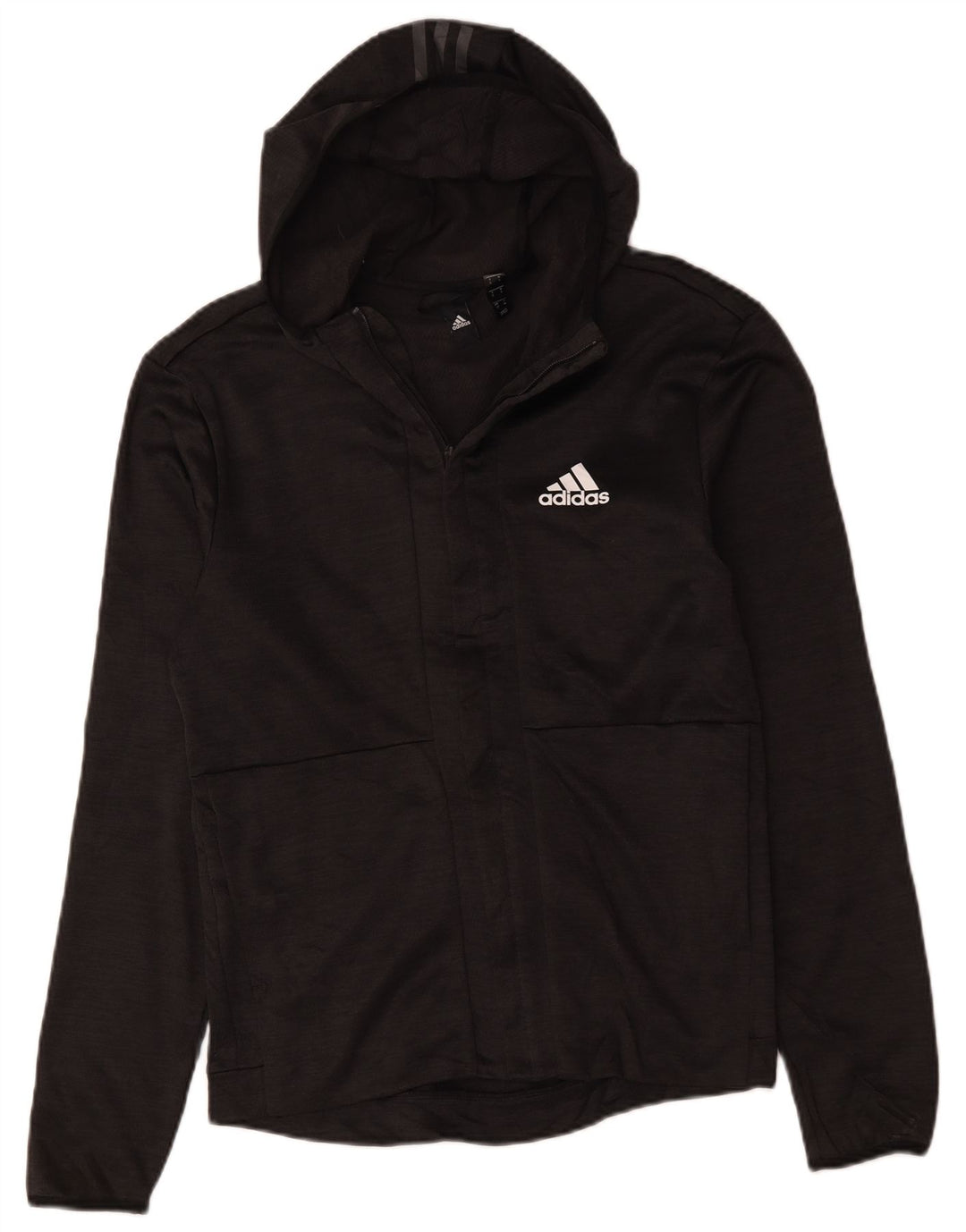 Adidas Mens Hooded Tracksuit Top Jacket Small Grey Polyester