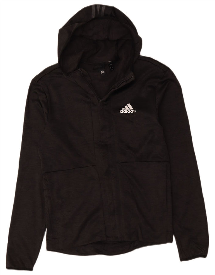 Adidas Mens Hooded Tracksuit Top Jacket Small Grey Polyester