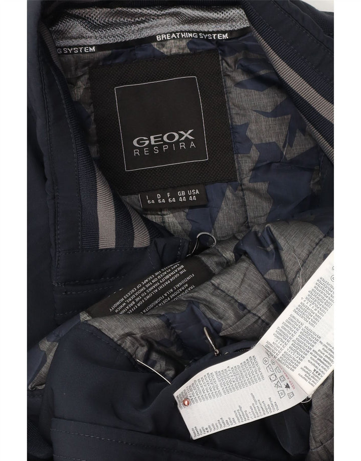 Geox Mens Bomber Jacket UK 44 2XL Navy Blue Polyester