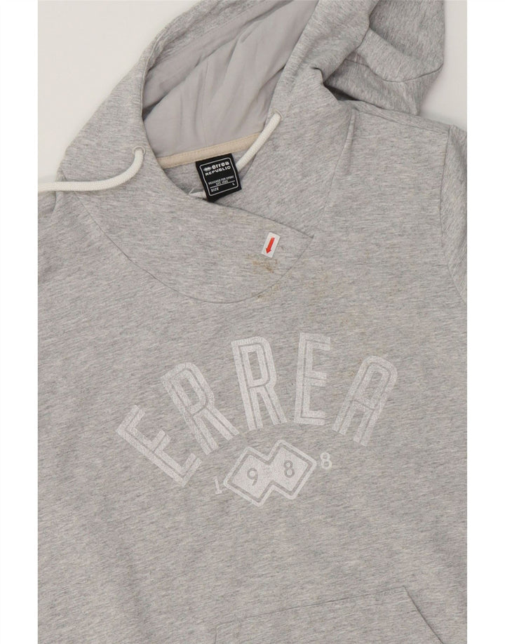 ERREA Womens Graphic Hoodie Jumper UK 16 Large Grey Cotton Vintage Errea and Second-Hand Errea from Messina Hembry 