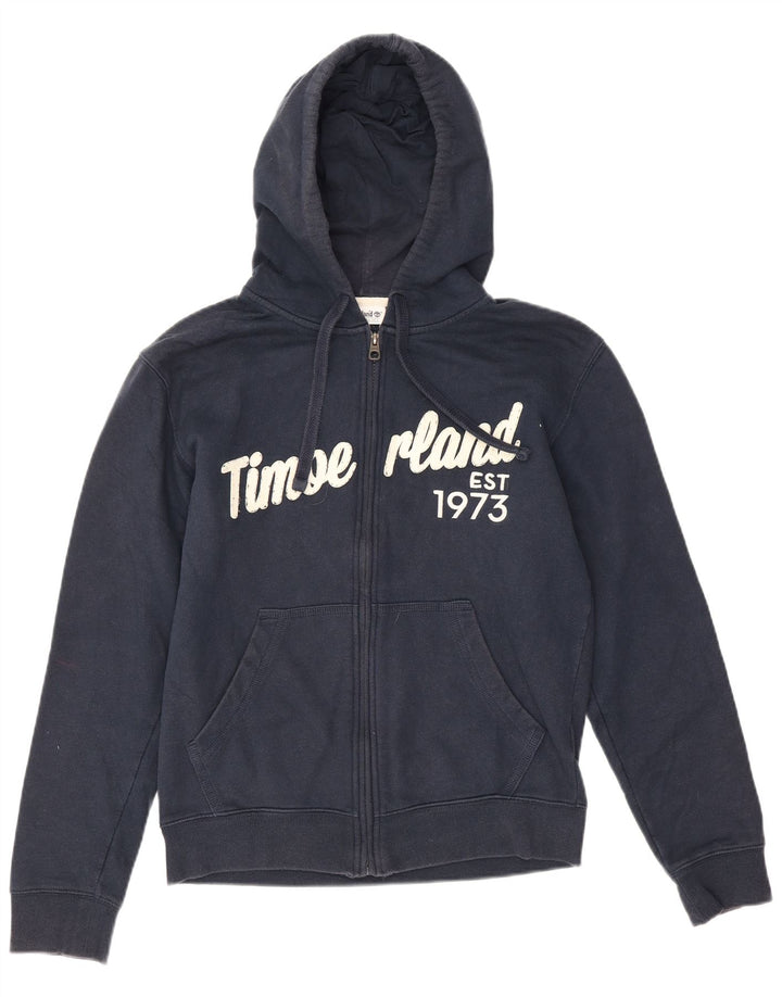 Timberland Mens Graphic Zip Hoodie Sweater Small Navy Blue