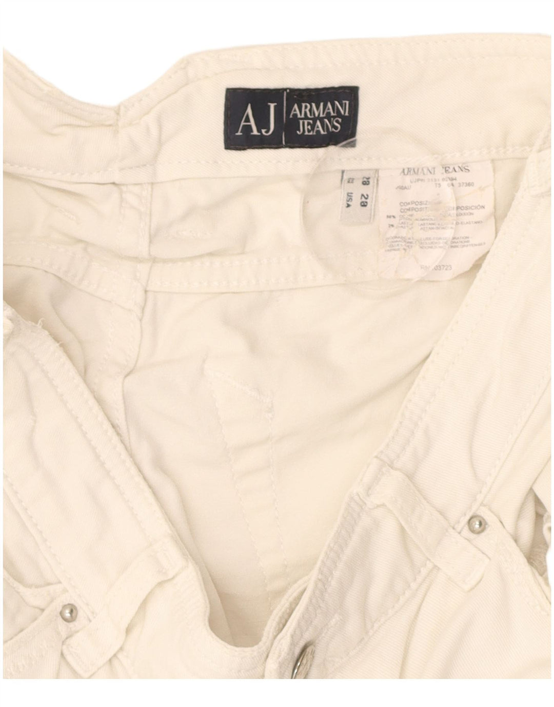 Calça feminina reta casual ARMANI W28 L33 algodão branco