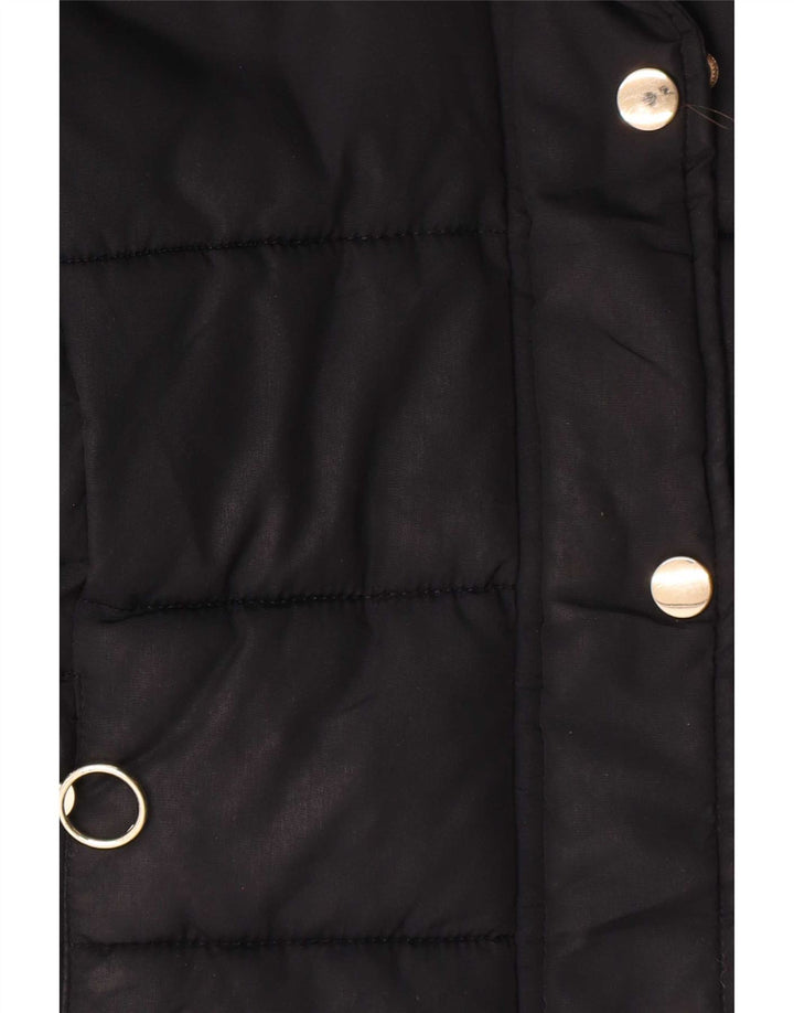 Topshop Womens Hooded Padded Jacket UK 8 Small Navy Blue Polyester