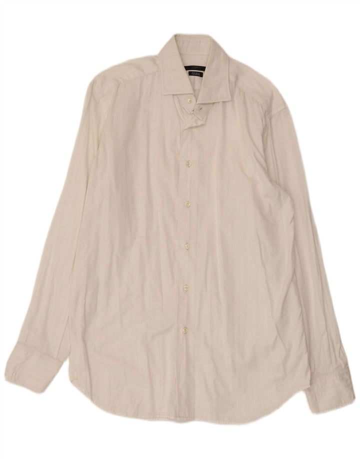 UNGARO Mens Shirt Size 40 15 1/2 Medium White Cotton