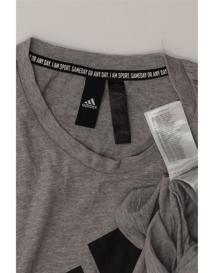 ADIDAS Mens Graphic T-Shirt Top Small Grey Cotton