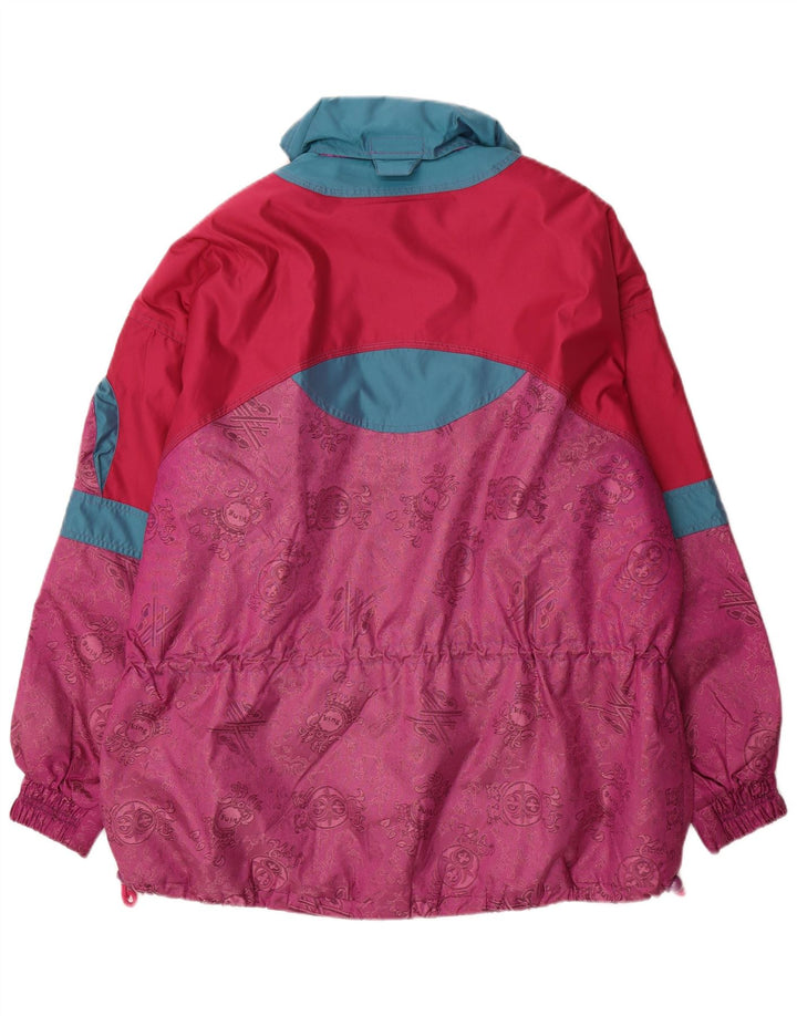 Vintage Womens Pullover Oversized Ski Jacket UK 16 Large Pink Colourblock