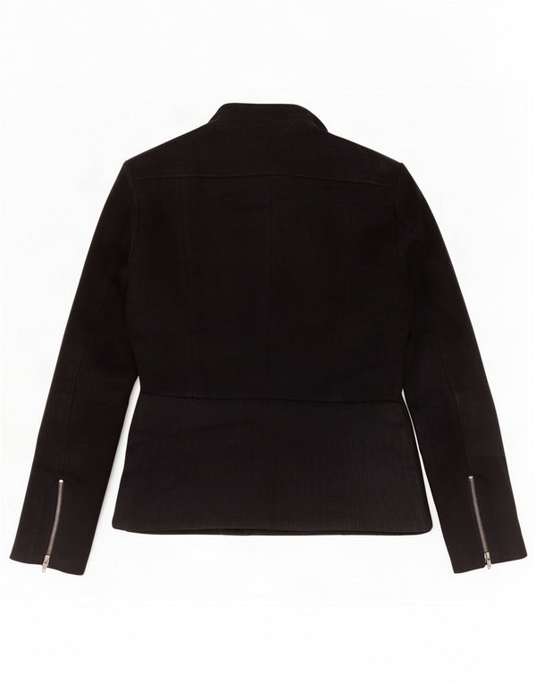 Jaqueta feminina Reiss Biker UK 10 pequena lã preta