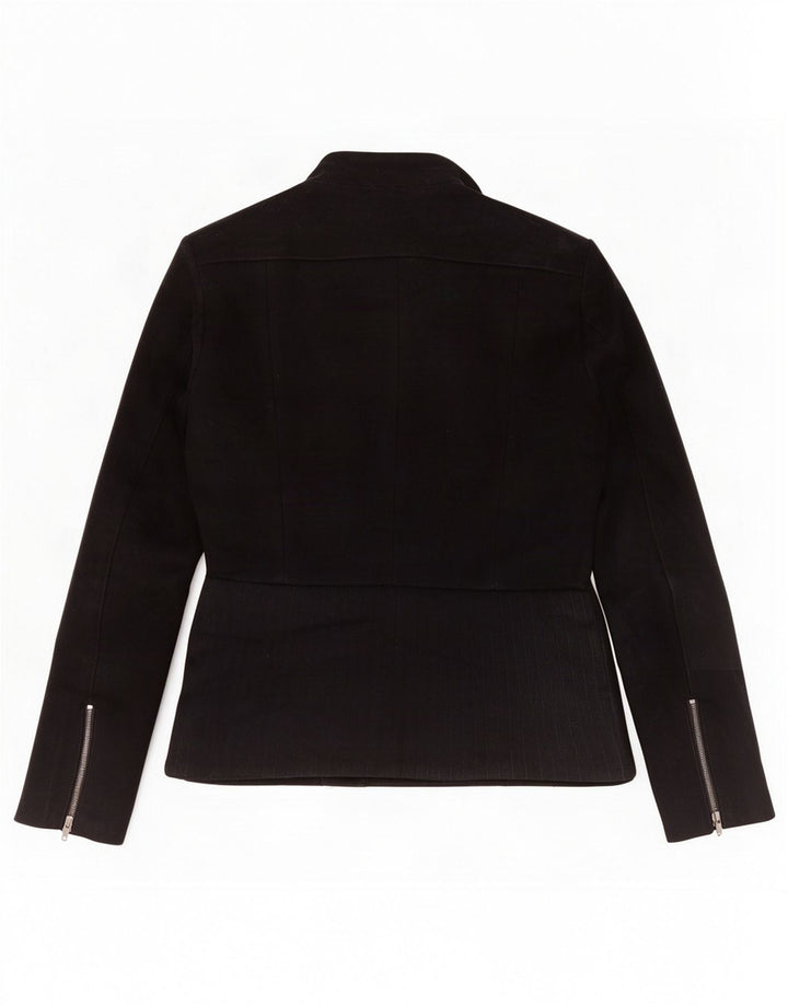 Jaqueta feminina Reiss Biker UK 10 pequena lã preta