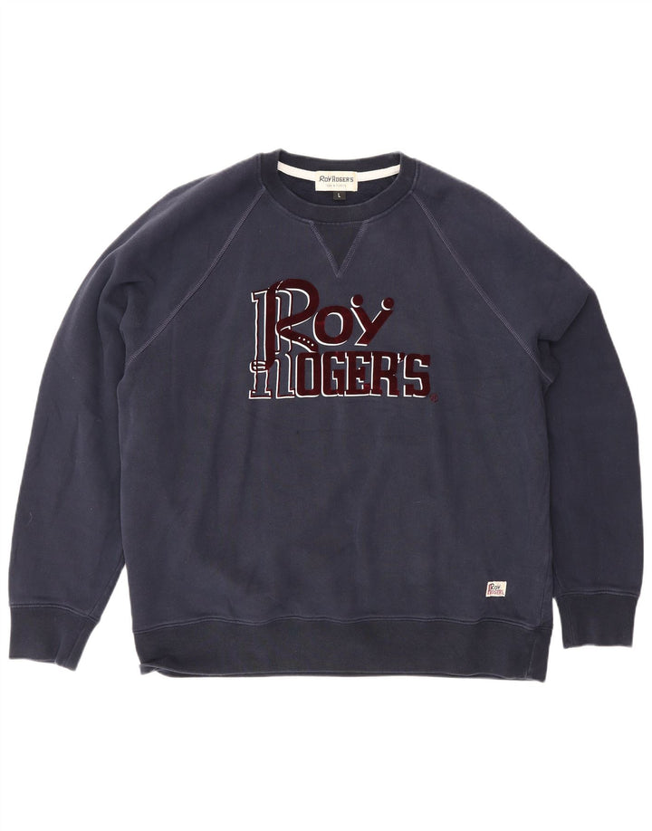 Roy Rogers Mens Graphic Sweatshirt Jumper Large Navy Blue Cotton