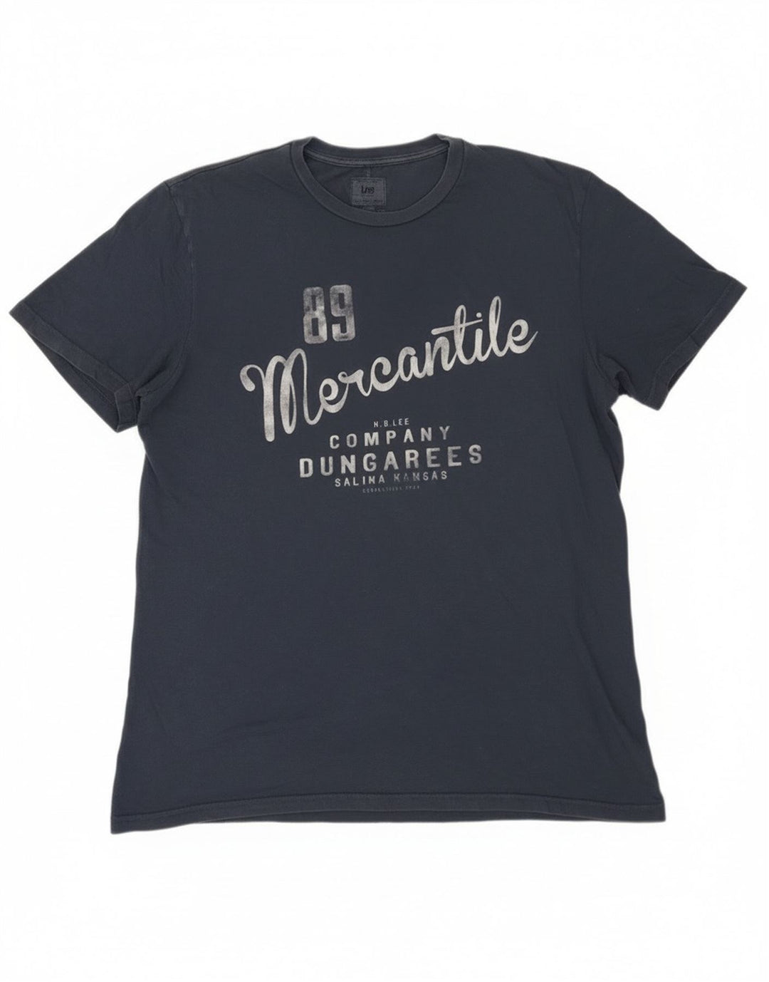 Lee Mens Graphic T-Shirt Top Medium Navy Blue Cotton