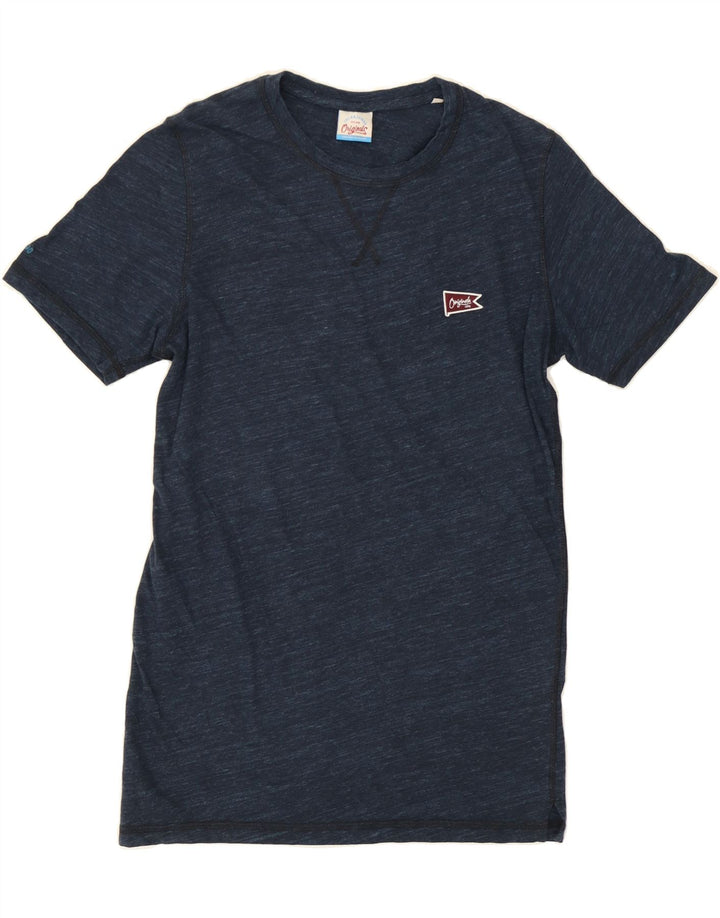JACK & JONES Mens T-Shirt Top Medium Navy Blue Flecked Cotton Vintage Jack & Jones and Second-Hand Jack & Jones from Messina Hembry 