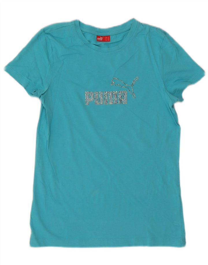 Puma Womens Graphic T-Shirt Top UK 12 Medium  Blue