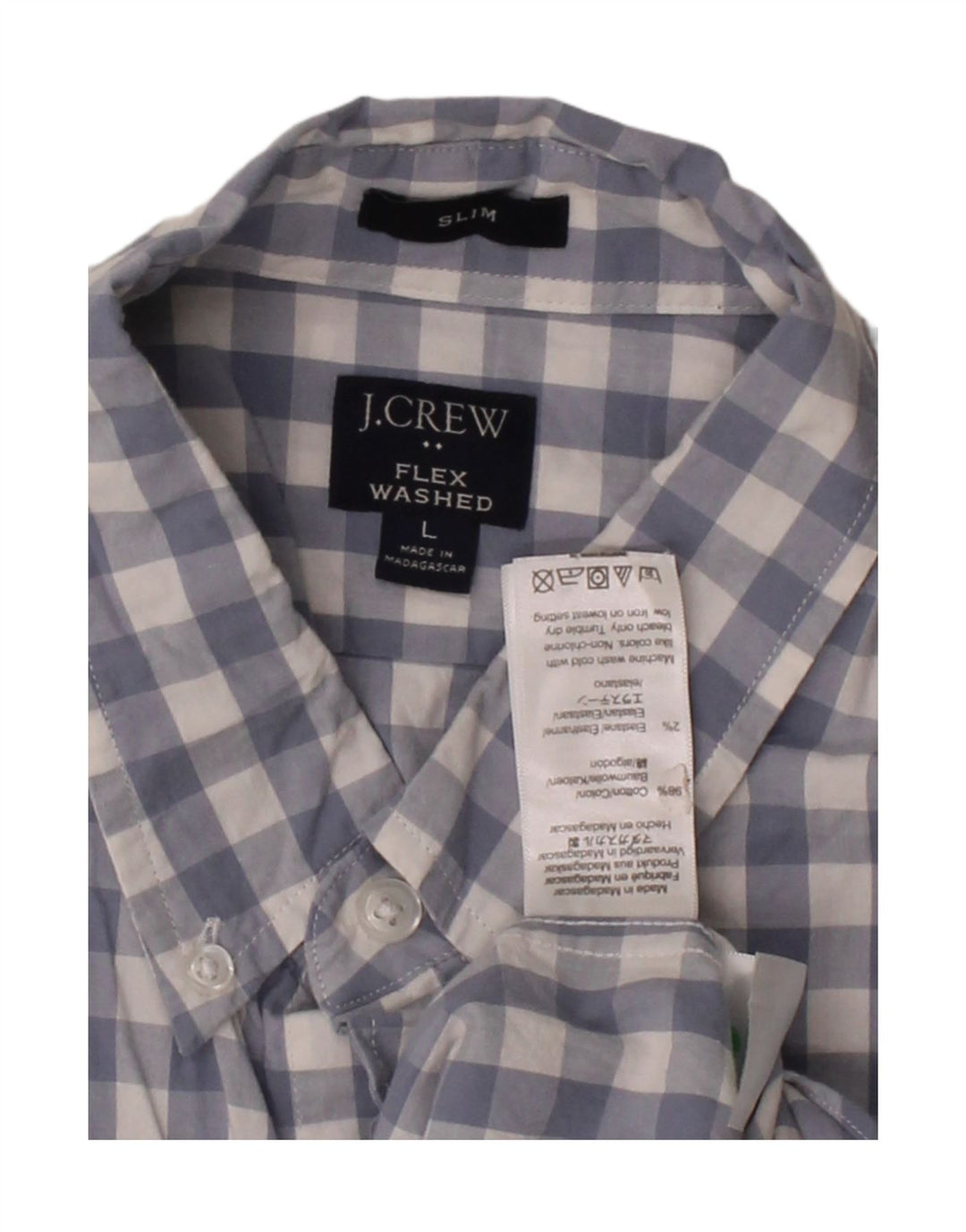 J. CREW Mens Flex Slim Fit Shirt Large Blue Check Cotton Vintage J. Crew and Second-Hand J. Crew from Messina Hembry 