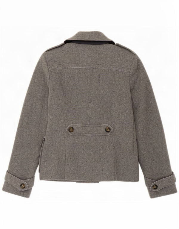 Intrend Womens Pea Coat UK 8 Small Grey Virgin Wool