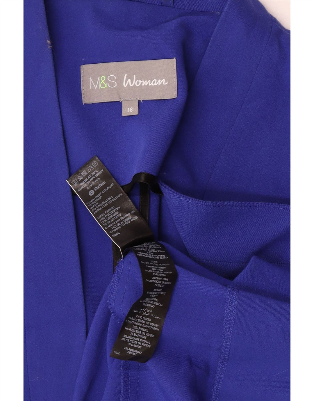 Giacca blazer aperta da donna Marks & Spencer UK 16 grande poliestere blu