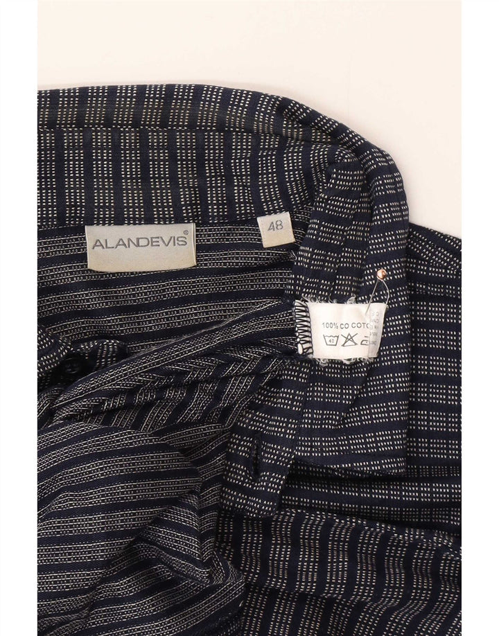 Vintage herre poloshirt IT 48 Mellem marineblå stribet bomuld