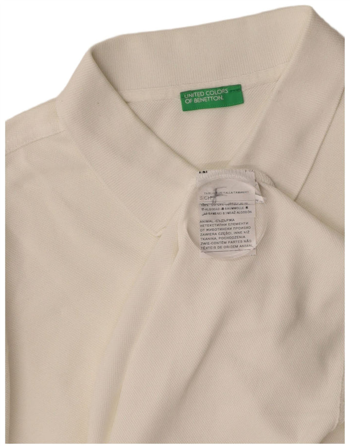 BENETTON Mens Polo Shirt Small White Cotton