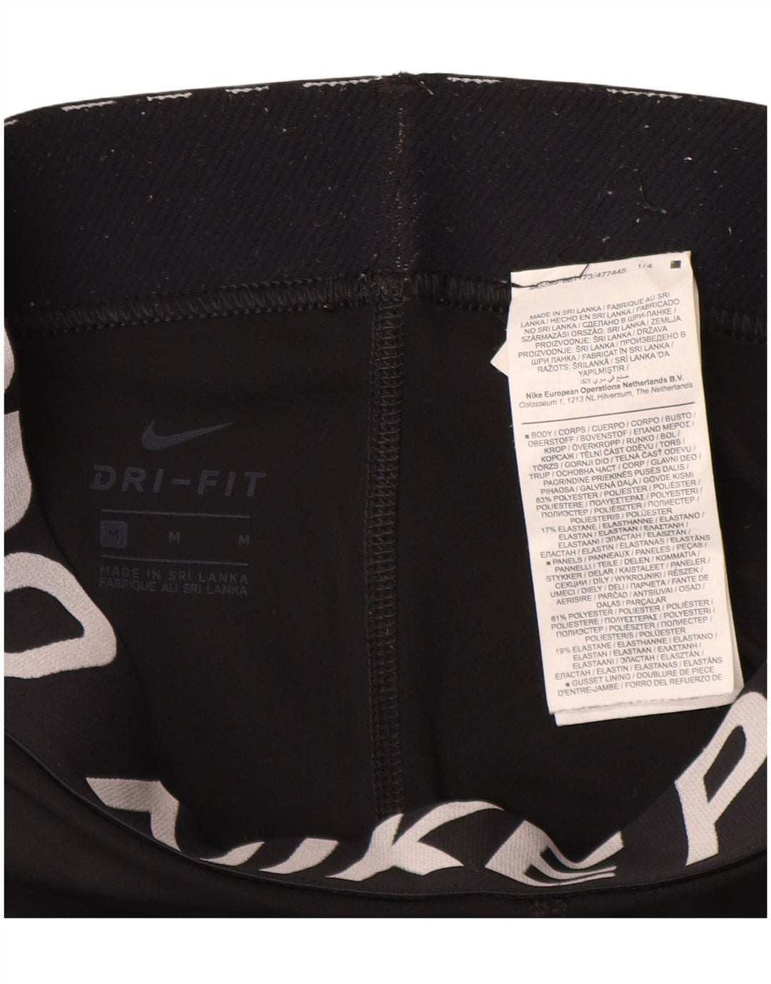 Nike Legging Capri Graphique Femme UK 12 Polyester Noir Moyen