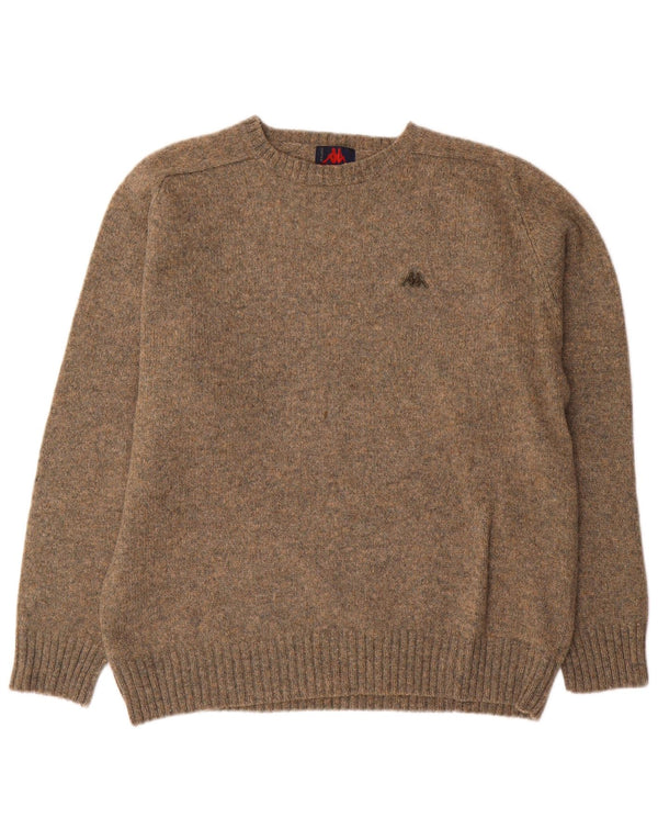 Kappa Herren-Pullover mit Rundhalsausschnitt, XL, beige gesprenkelte Wolle