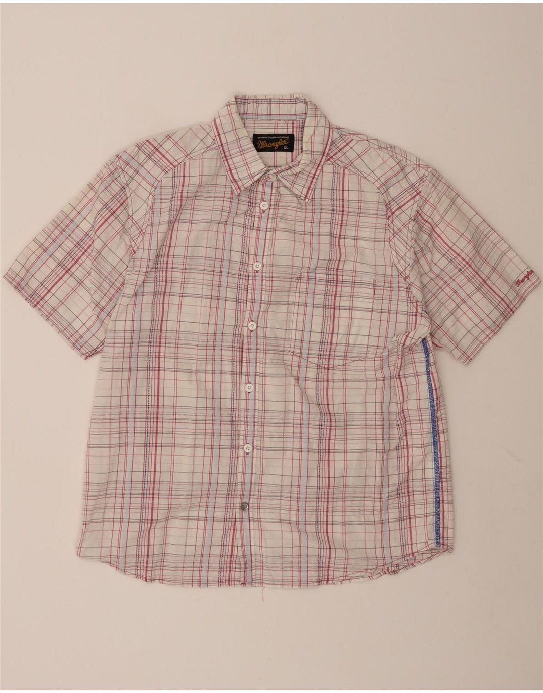 WRANGLER Mens Short Sleeve Shirt XL White Check Cotton Vintage Wrangler and Second-Hand Wrangler from Messina Hembry 