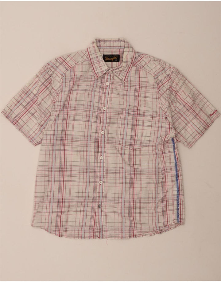 WRANGLER Mens Short Sleeve Shirt XL White Check Cotton Vintage Wrangler and Second-Hand Wrangler from Messina Hembry 