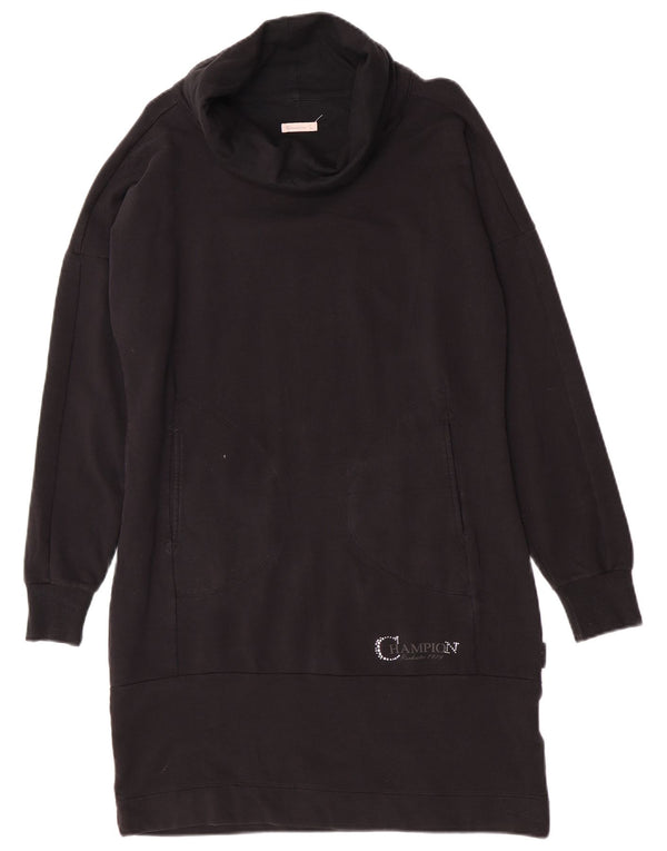 Champion Vestido tipo jersey de manga larga con cuello vuelto para mujer UK 46 Grande Algodón negro