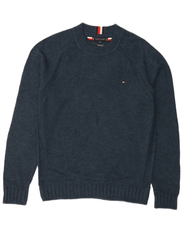 Tommy Hilfiger Herre Crew Neck Jumper Sweater Medium Marineblå Lammeuld