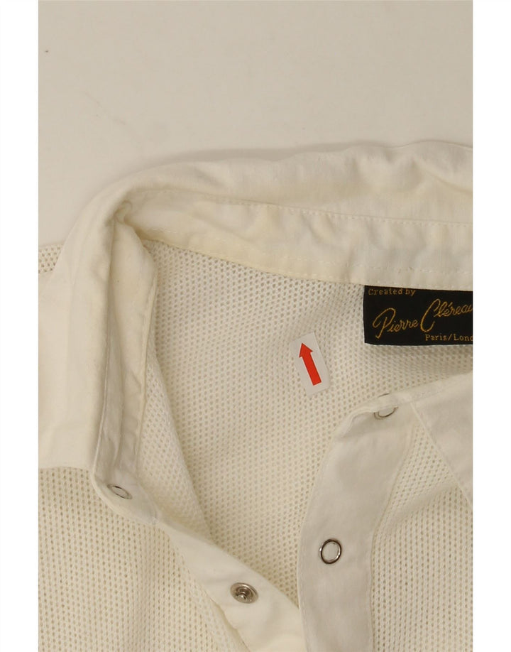 VINTAGE Mens Short Sleeve Pullover Shirt Medium White Polyester Vintage Vintage and Second-Hand Vintage from Messina Hembry 