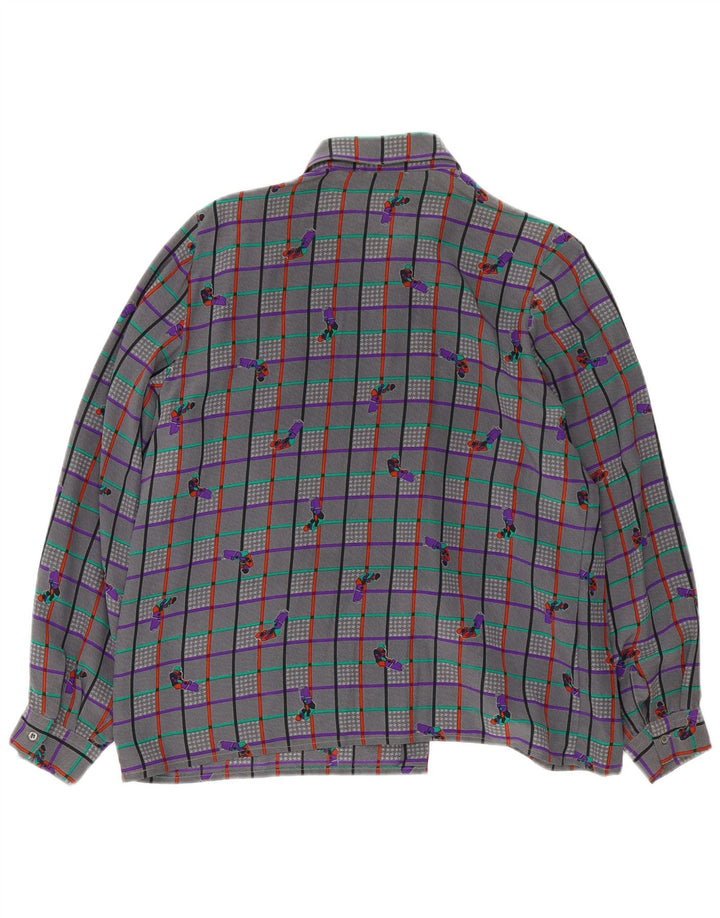 Vintage Womens Shirt Blouse UK 18 XL Grey Check
