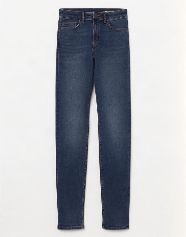 Marks & Spencer Γυναικεία Slim Jeans UK 8 Small W26 L27 Navy Blue Cotton