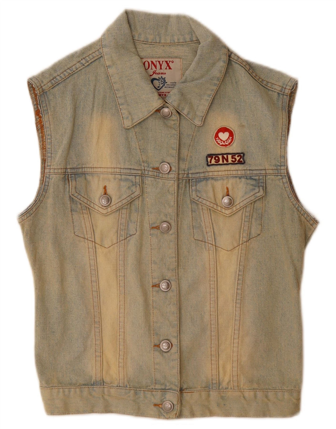 Onyx Dame Denim Gilet UK 10 Small Blue Cotton