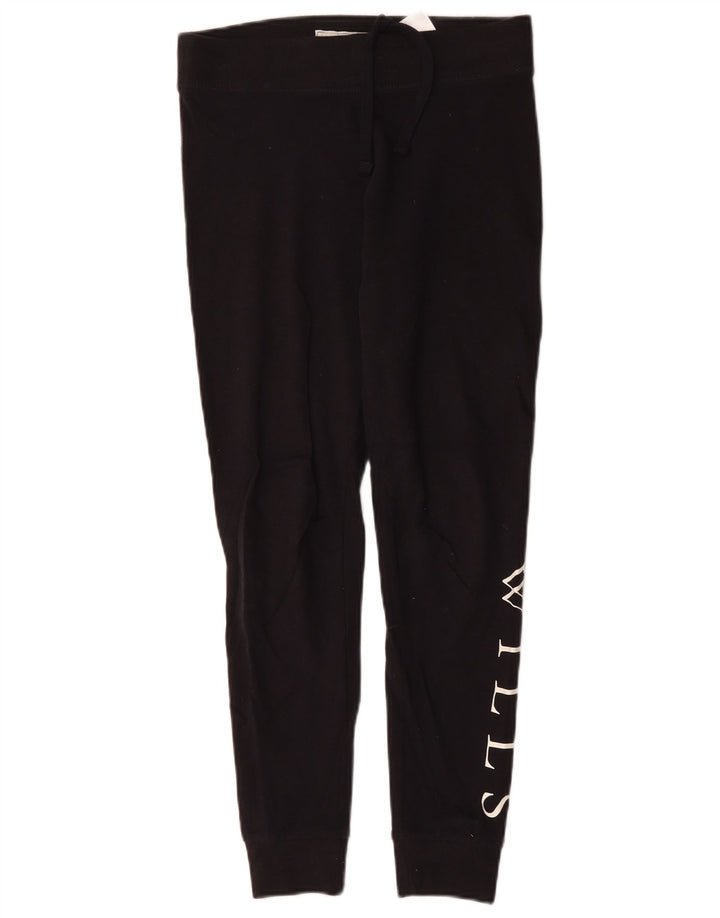 Jack Wills Womens Graphic Leggings UK 10 Small Black Cotton