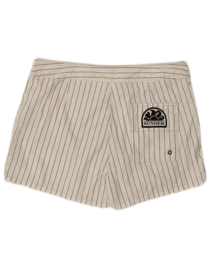 Sundek Mens Swimming Shorts Medium  White Striped Polyester